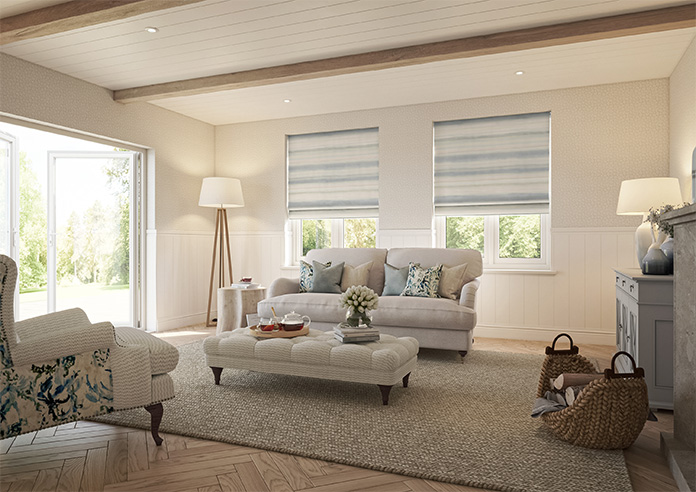 Ombre Velvet, Cloud - Motorised Roman Blind - Image 6